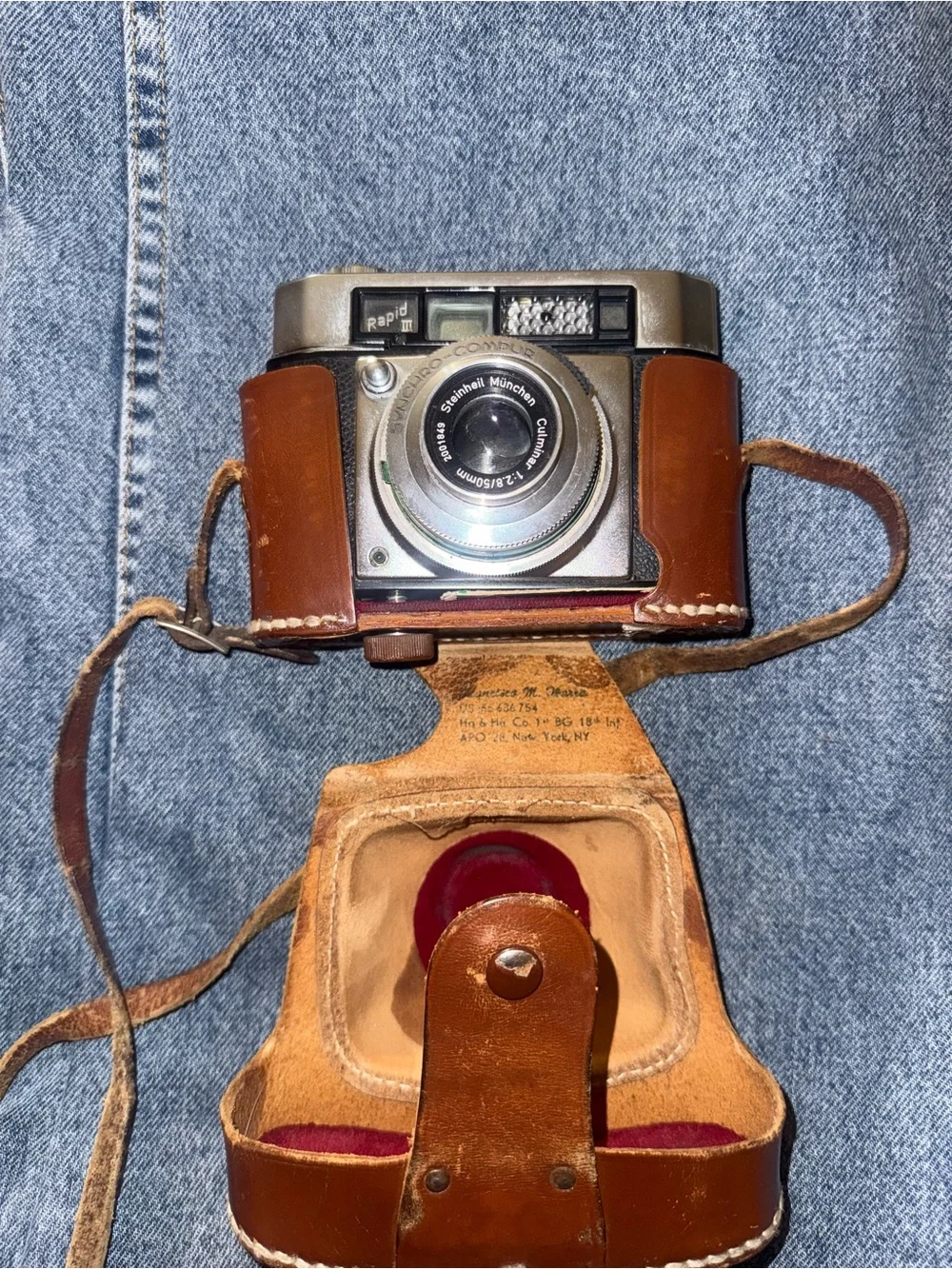 Vintage Agfa Rapid II 35mm Camera w/ Steinheil Culminar 50mm f/2.8 Lens + Case